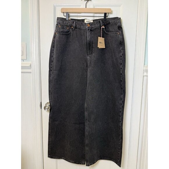 Boden Denim - Boden Mid Rise Slouch Women’s Black Wide Leg Black Jeans W32 X 32L NWT RO322